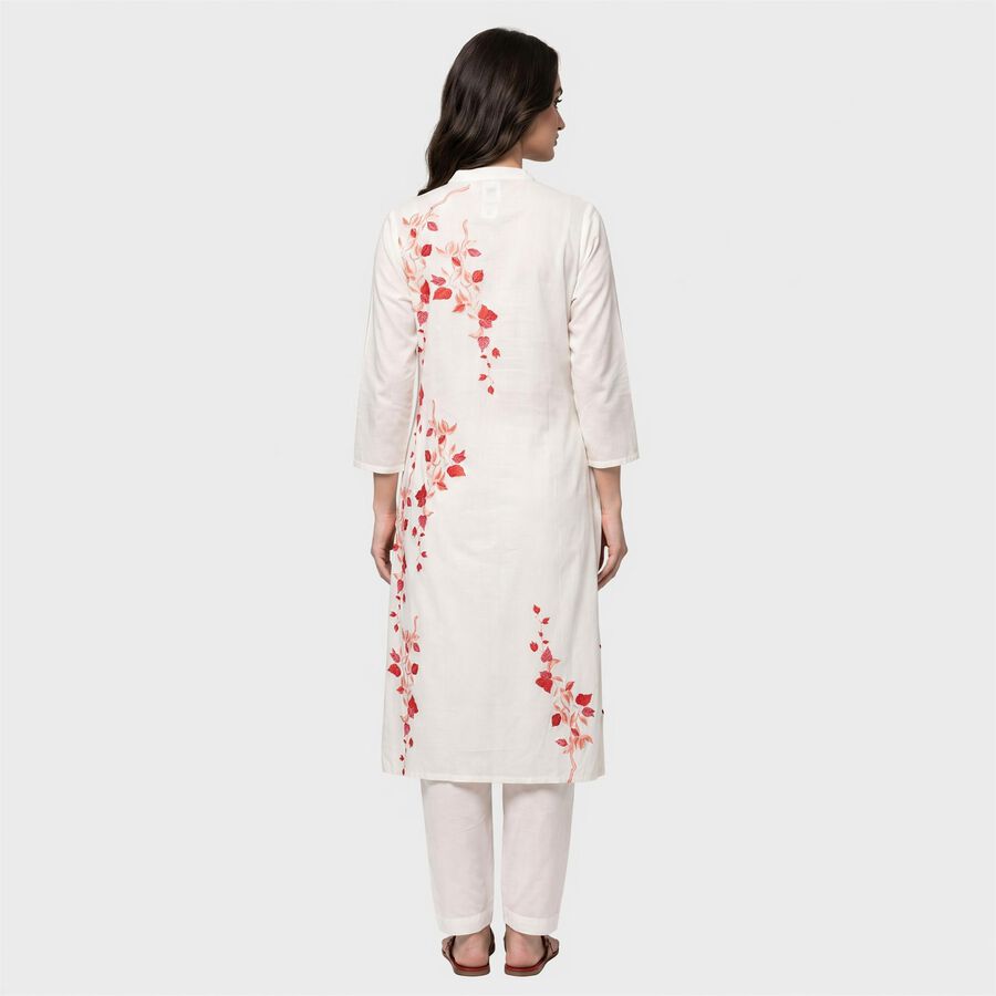 Women's Fuchsia Mandarin Collar Floral Printed Kurta, रानी (फ्यूशिया), large