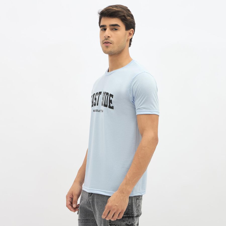Men's Light Powder Blue Round Neck Casual T-Shirt, Sky Blue, large image number null