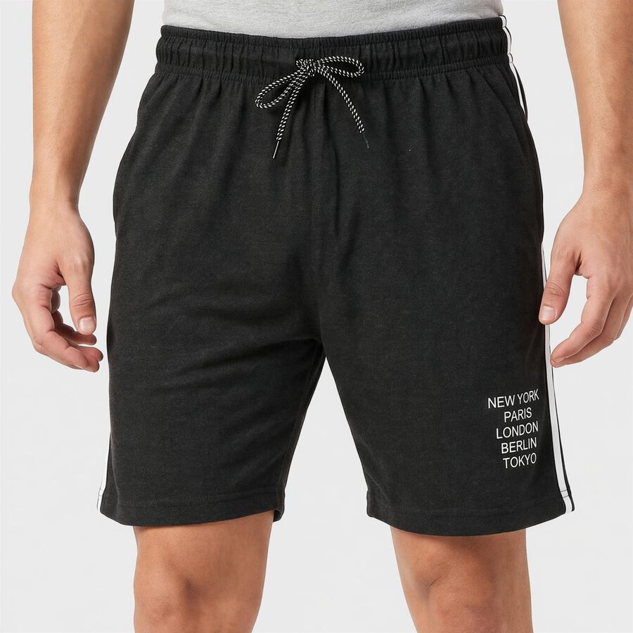 Men's Charcoal Regular Fit Athletic Bermuda Shorts, चारकोल, large