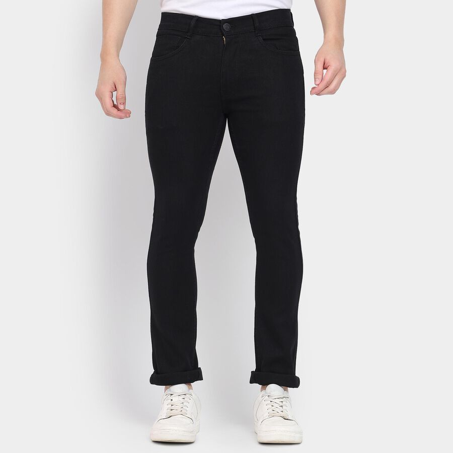 Men's Skinny Jeans, काला, large