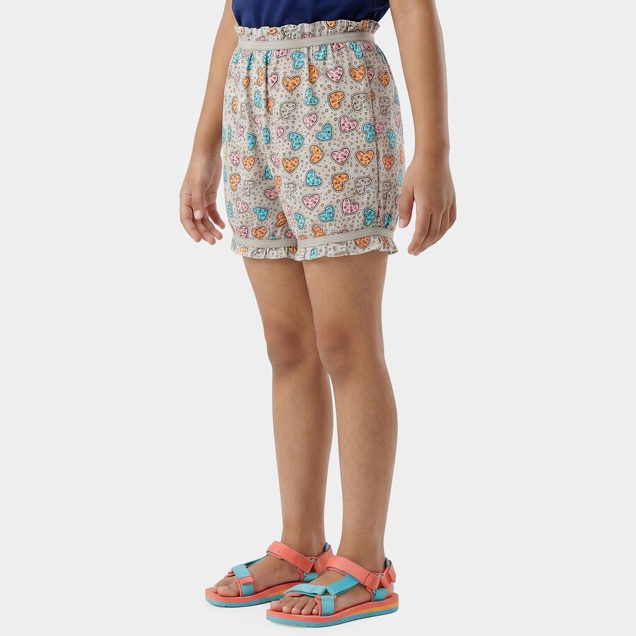 Girls Grey Regular Fit Printed Bloomer, हल्का ग्रे, large