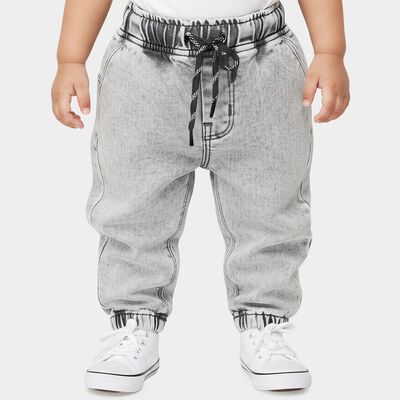 Infants Grey Jogger Fit Washed Jeans