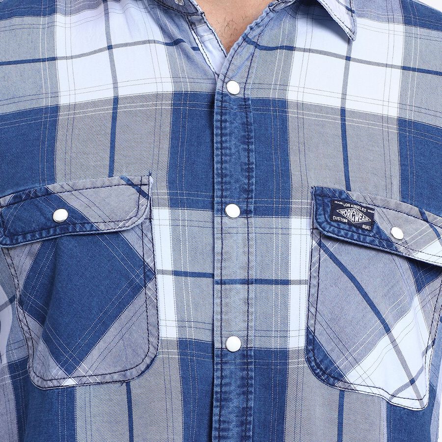 Men's 100% Cotton Casual Shirt , Dark Blue, large image number null