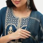 Women's Deep Teal Embroidered Ethnic Set, Teal Blue, small