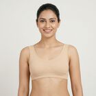 Women's Beige Wireless Seamless Bra, गहरा पीला, small