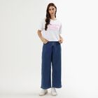 Women's Deep Indigo Wide-Leg High-Waist Jeans, मध्यम नीला, small image number null