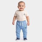 Infants Light Blue Straight Fit Graphic Printed Cotton Pyjama, Mid Blue, small