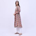 Women's Beige Round Neck Floral Embroidered Kurta, Beige, small image number null