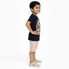 Boys' Navy Cotton Round Neck Graphic Baba Suit, Navy Blue, small image number null