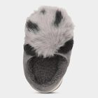 Kids Muted Charcoal Grey Fur Slip-On Winter Slippers, Grey, small image number null