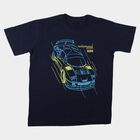 Boys Blue Round Neck Regular Boys T-Shirt, Dark Blue, small