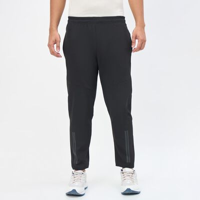Men's Jet Black Slim Fit Reflective Striped Track Pants