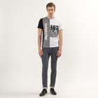 Men's Grey Henley Neck Streetwear T-Shirt, Light Grey, small