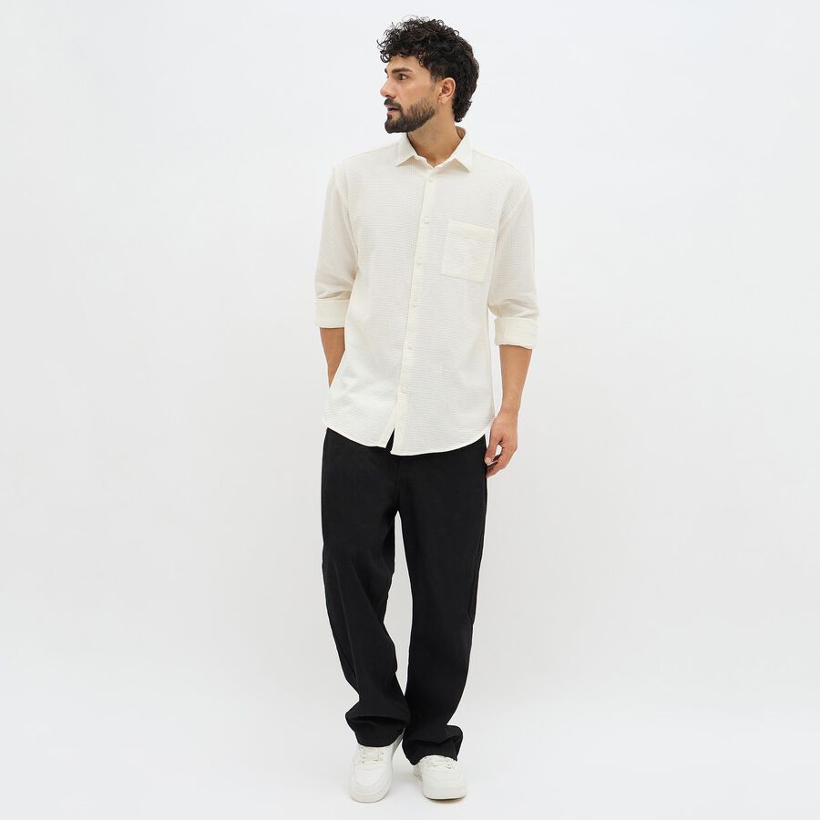 Men's Off-White Cotton Classic Collar Casual Shirt, ऑफ व्हाइट, large image number null