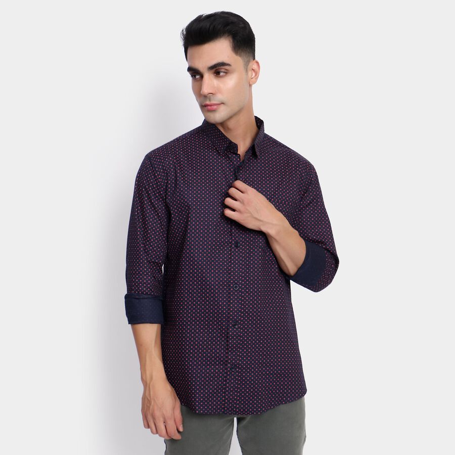 Men's 100% Cotton Casual Shirt, नेवी ब्लू, large image number null