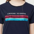 Embellished Round Neck T-Shirt, Navy Blue, small image number null