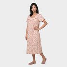 Women Off White Round Neck A-Line Nighty, ऑफ व्हाइट, small