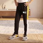 Boys' Black Straight Fit Colorblocked Cotton Blend Pyjama, Black, small