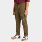 Boys' Olive Green Regular Fit Cargo Trousers, ओलिव, small