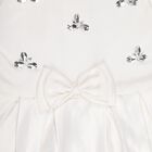 Girls' Ivory Embellished Flared Short Sleeves Frock, Off White, small image number null