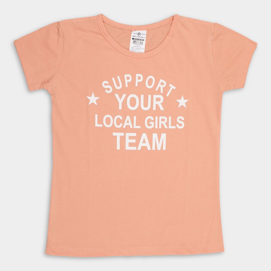 Girls' T-Shirt , पीच, large image number null