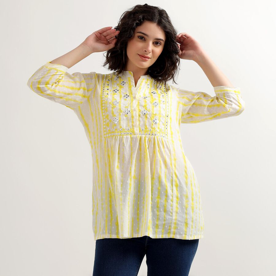 Ladies' 100% Cotton Kurti, Yellow, large image number null
