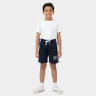 Boys' Blue Cotton Blend Regular Fit Bermuda Shorts, Navy Blue, small