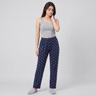 Women's Navy Blue Straight Fit Geometric Printed Pyjama, नेवी ब्लू, small