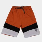 Boys' Orange Cotton Blend Regular Fit Bermuda Shorts, Orange, small