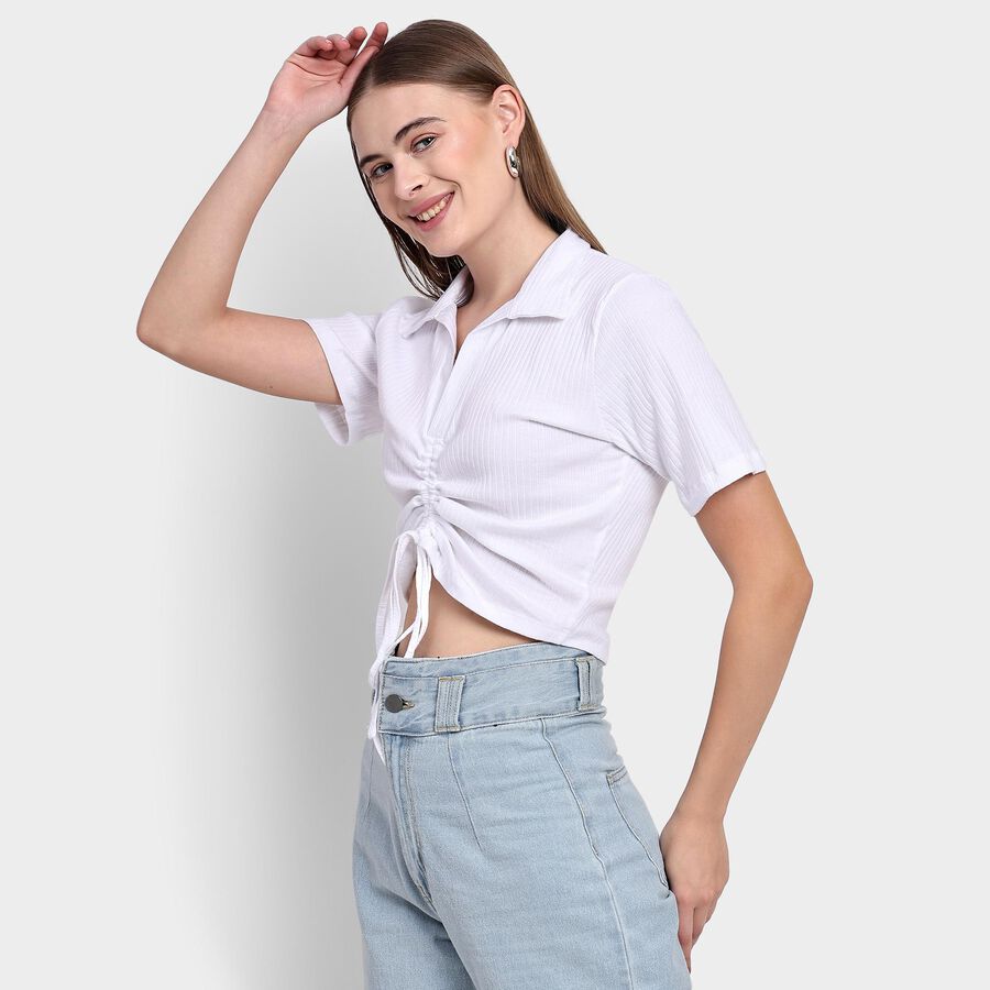 Ladies' 100% Cotton Crop  Top, White, large image number null
