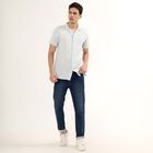 Men's 100% Cotton Cuban Collar Casual Shirt , Light Blue, small image number null