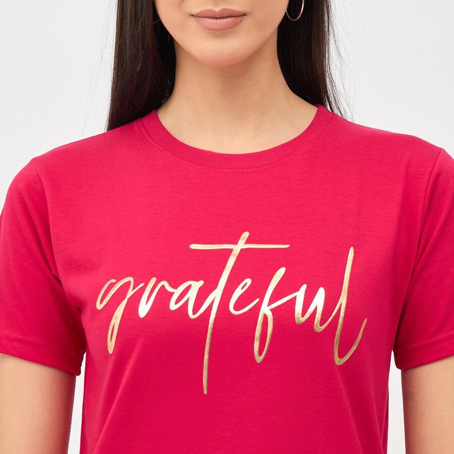 Ladies' Round Neck T-Shirt , Fuchsia, large image number null