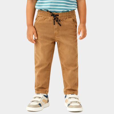 Boys' Beige Regular Fit Elasticated Waist Jeans