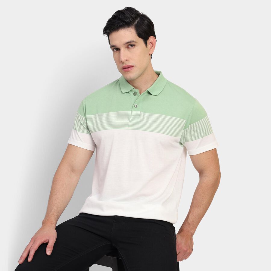 Men's Collared Half Sleeves T-Shirt , Light Green, large image number null