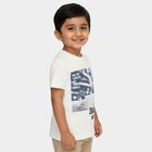 Boys White Cotton Crew Neck Casual T-Shirt, Off White, small image number null