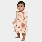 Infants' Soft Peach Cherry Print Long Sleeve Frock, पीच, small image number null