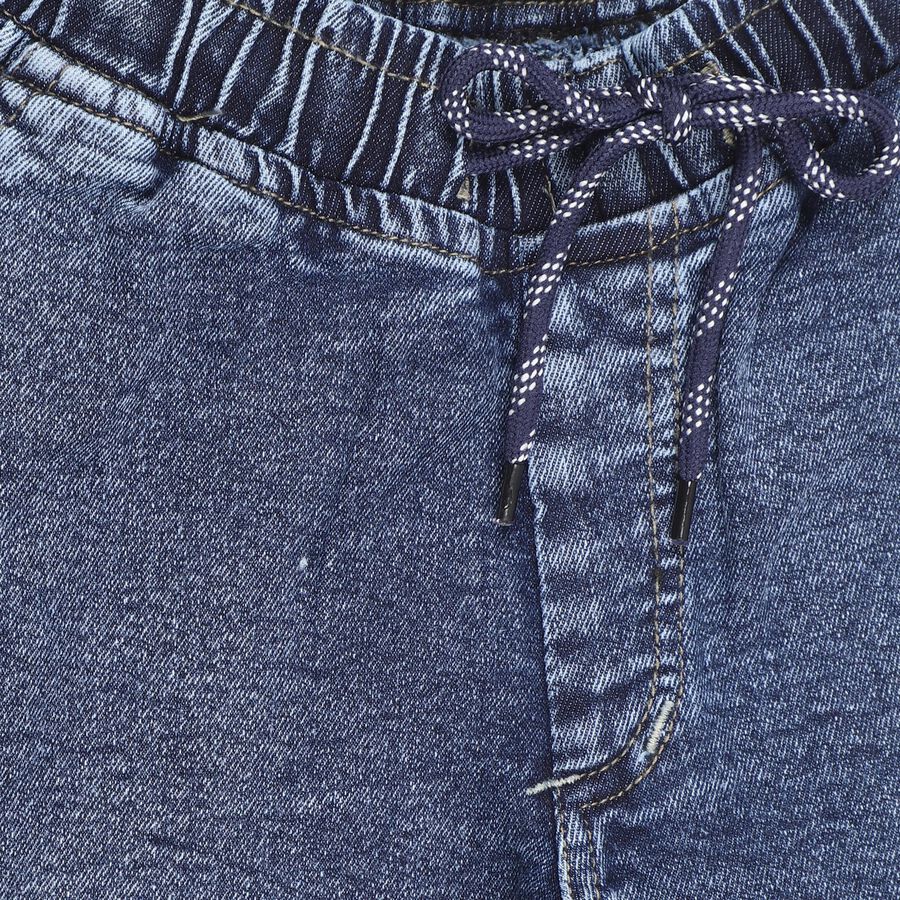 Boys' Stonewashed Blue Regular Fit Cargo Jeans, मध्यम नीला, large image number null