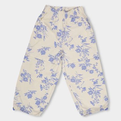 Kids' Cream Floral Jogger Pull-Up Trousers