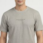 Men's Grey Round Neck Minimalist T-Shirt, हल्का ग्रे, small