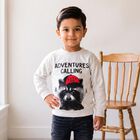 Boys' Grey Crew Neck Graphic Print Sweatshirt, मिश्रित हल्का ग्रे, small