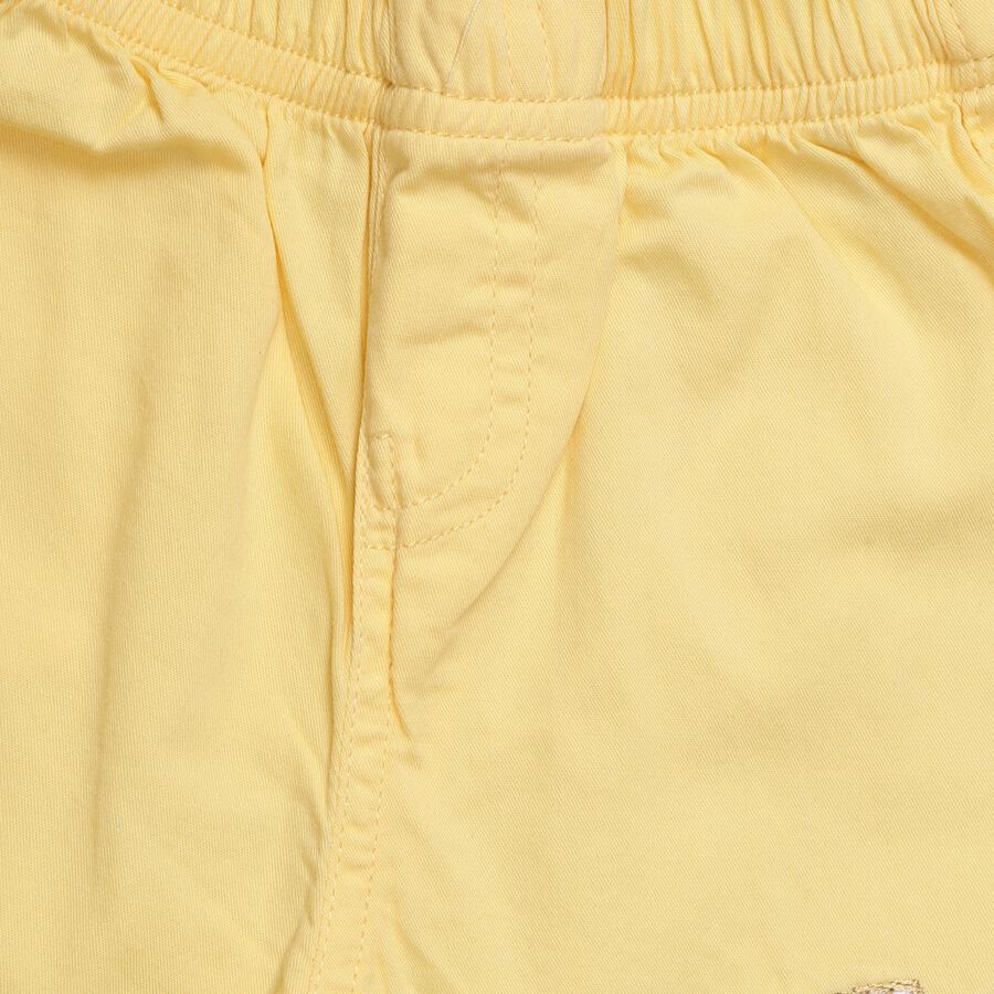 Infants' Soft Yellow Regular Fit Embroidered Half Pant, Yellow, large image number null