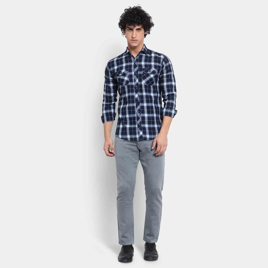 Checked Casual Shirt, Dark Blue, large image number null