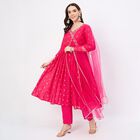 Women's Bright Fuchsia Pink Embroidered Ethnic Set, Fuchsia, small