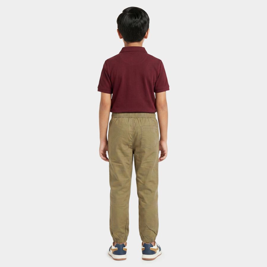 Boys' Olive Green Regular Fit Cargo Jogger Trousers, ओलिव, large