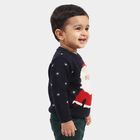 Infants' Navy Blue Crew Neck Printed Pullover, Navy Blue, small