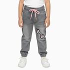Girls' Muted Grey Jogger Fit Embroidered Jeans, हल्का ग्रे, small image number null