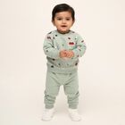 Infants' Light Green Round Neck Geometric Printed Baba Suit, Light Green, small image number null