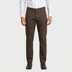 Men's Dark Grey Slim Fit Flat-Front Chino Trousers, Dark Grey, small