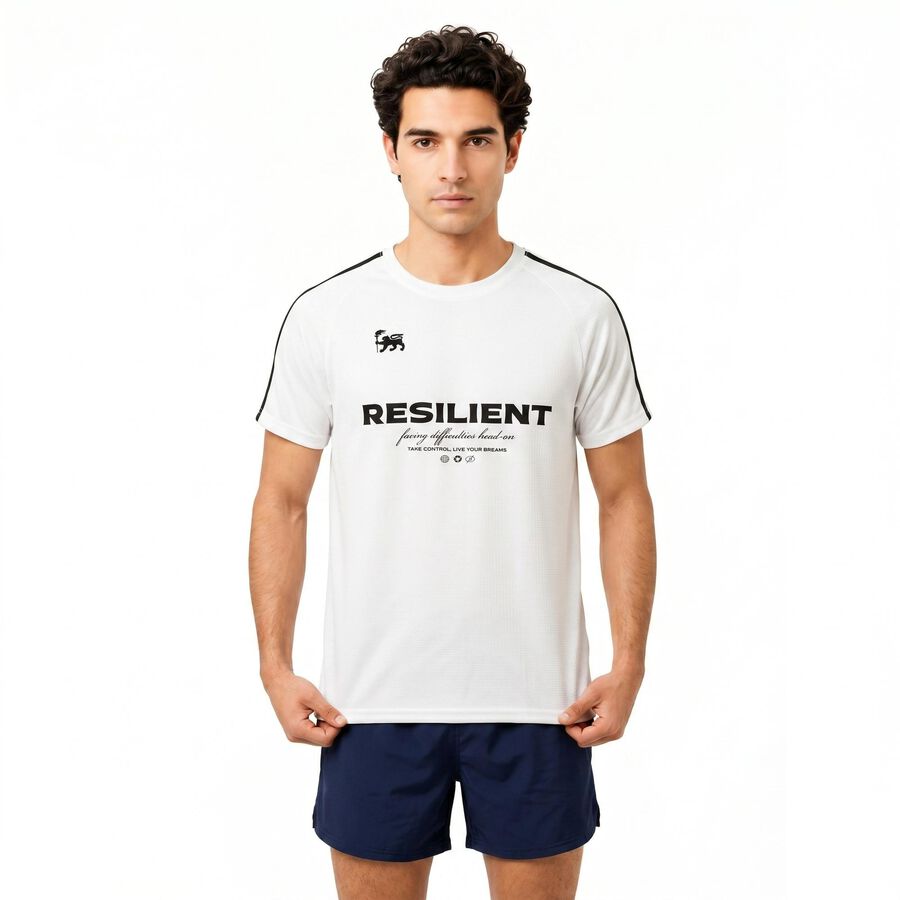 Men's White Drifit T-Shirt, सफ़ेद, large
