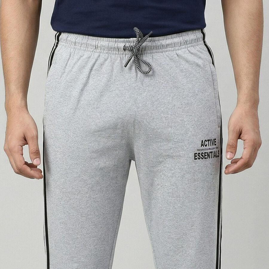 Men's Light Grey Regular Fit Track Pants, मिश्रित हल्का ग्रे, large